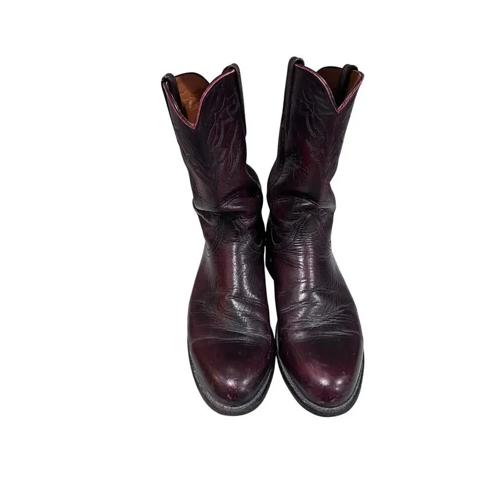 Lucchese 2000 Mens Western Boots Cherry Leather Cowboy USA 10D T0083C2